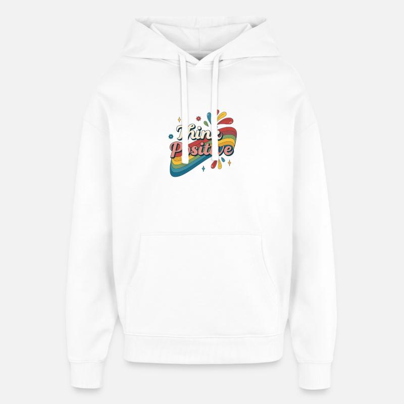 Pense Positive Arc en Ciel - Sweat à capuche unisexe Stanley/Stella Oversized - blanc