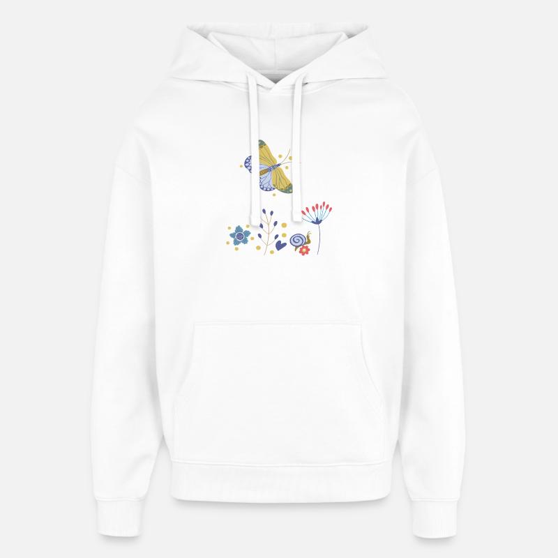 Mosaïque de Fleurs de Papillon - Sweat à capuche unisexe Stanley/Stella Oversized - blanc