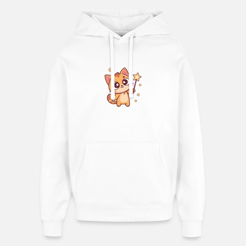 Chat Magicien Des Étoiles - Sweat à capuche unisexe Stanley/Stella Oversized - blanc