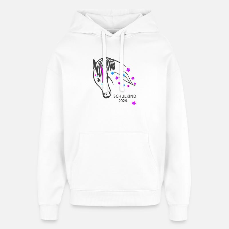 Cheval aux Fleurs 2026 Écolier - Sweat à capuche unisexe Stanley/Stella Oversized - blanc