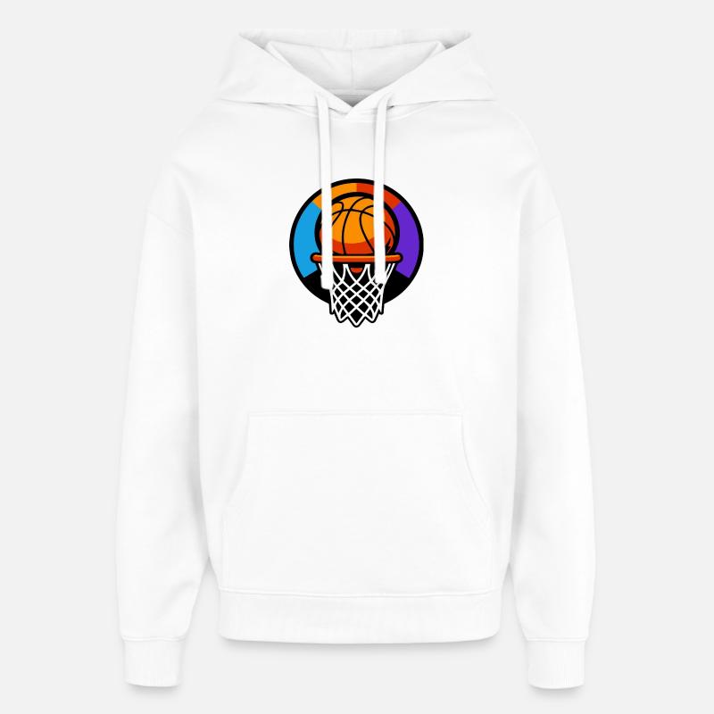Graphique d’icône ballon de basket-ball - Sweat à capuche unisexe Stanley/Stella Oversized - blanc