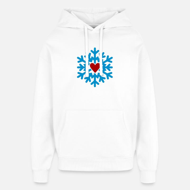 Flocon de Neige au Cœur d’Hiver - Sweat à capuche unisexe Stanley/Stella Oversized - blanc