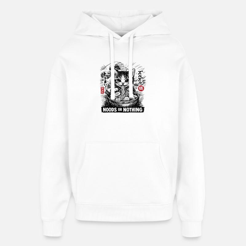 Katzen ramen : Nouilles ou rien - Sweat à capuche unisexe Stanley/Stella Oversized - blanc