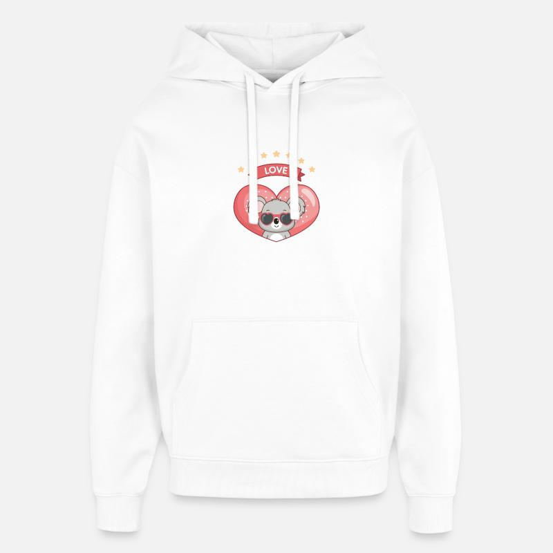 Koala Coeur Lunettes Love - Sweat à capuche unisexe Stanley/Stella Oversized - blanc