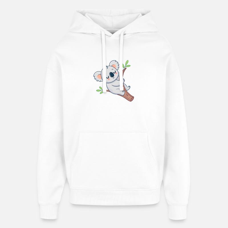 Koala rêveur sur branche joyeuse - Sweat à capuche unisexe Stanley/Stella Oversized - blanc