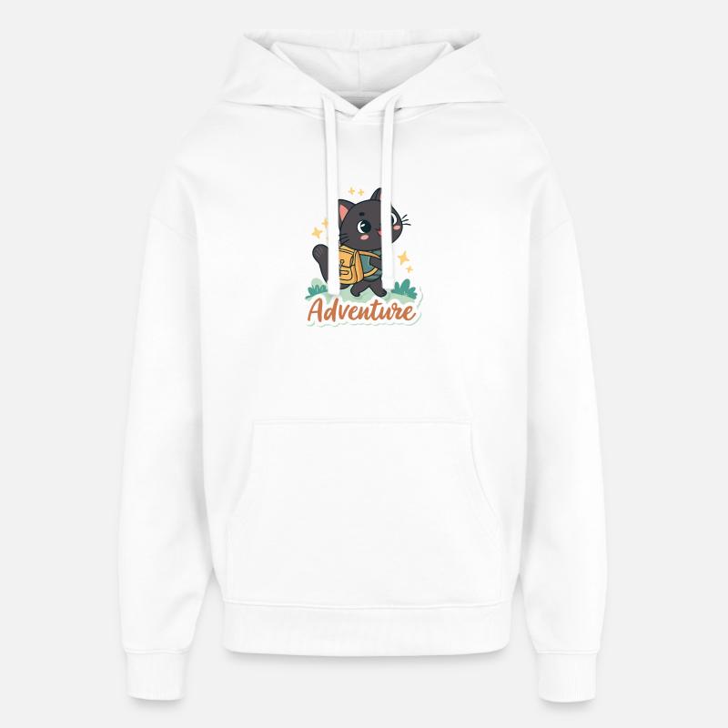 Aventure chat explorateur - Sweat à capuche unisexe Stanley/Stella Oversized - blanc