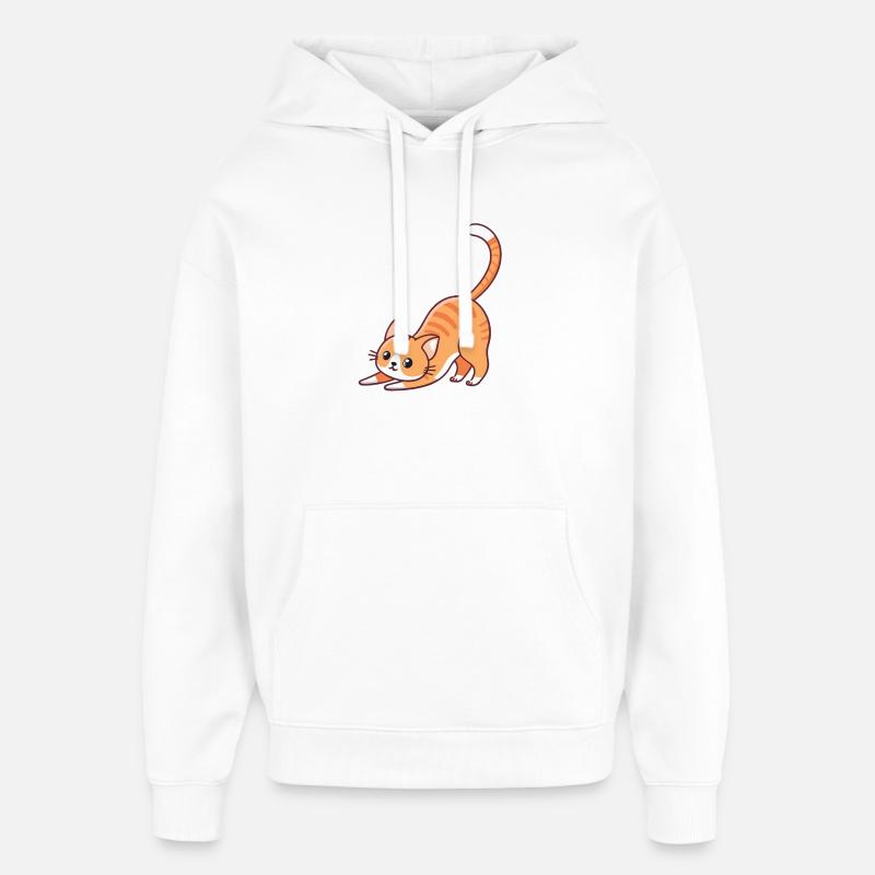 Chaton orange en étirement - Sweat à capuche unisexe Stanley/Stella Oversized - blanc