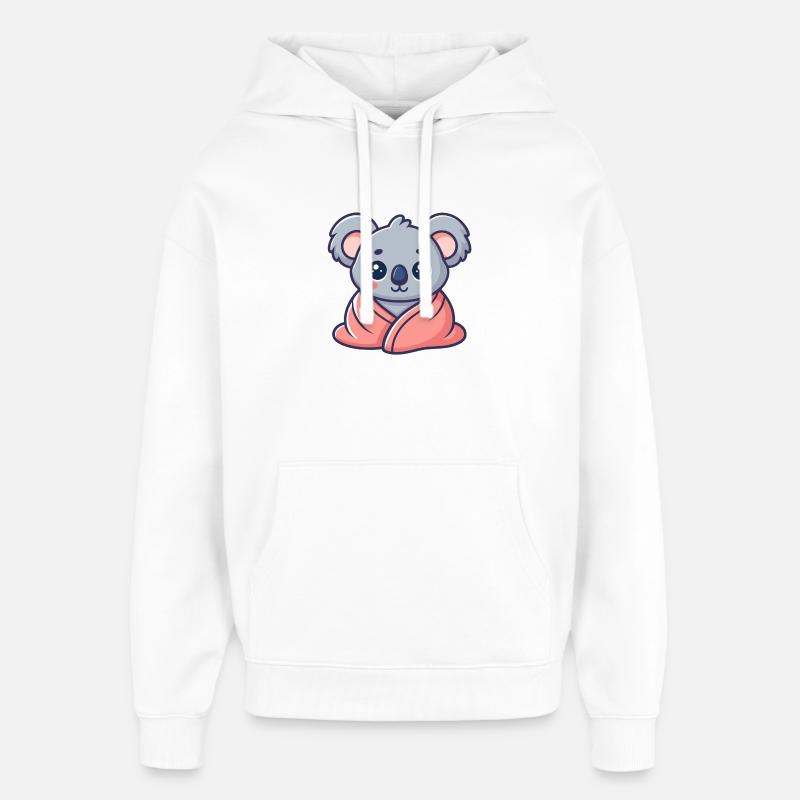 Koala kawaii enveloppé dans drap rose - Sweat à capuche unisexe Stanley/Stella Oversized - blanc