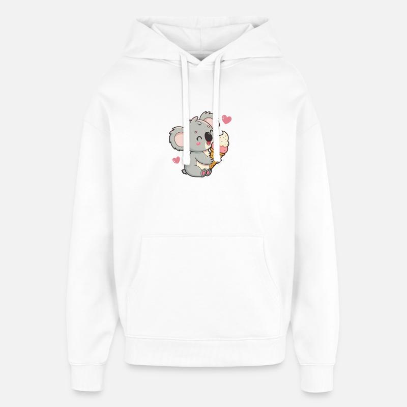 Koala gourmand et crème glacée pastel - Sweat à capuche unisexe Stanley/Stella Oversized - blanc