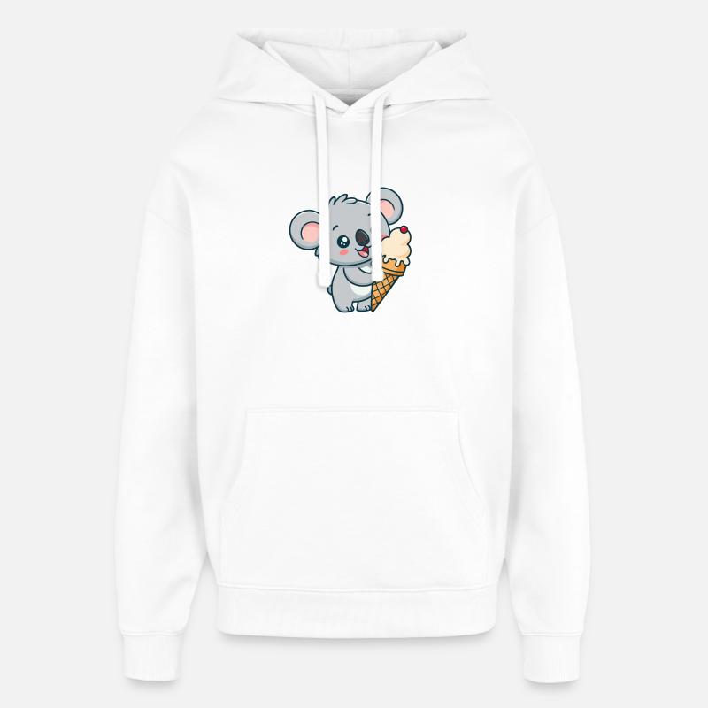 Koala Gourmand Crème Glacée - Sweat à capuche unisexe Stanley/Stella Oversized - blanc