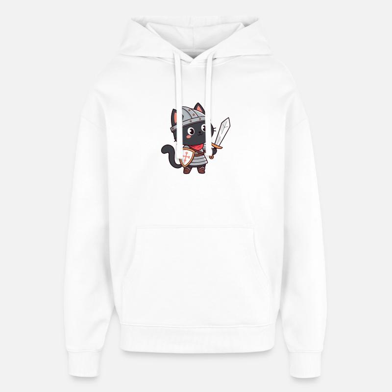 Chat Chevalier - Sweat à capuche unisexe Stanley/Stella Oversized - blanc