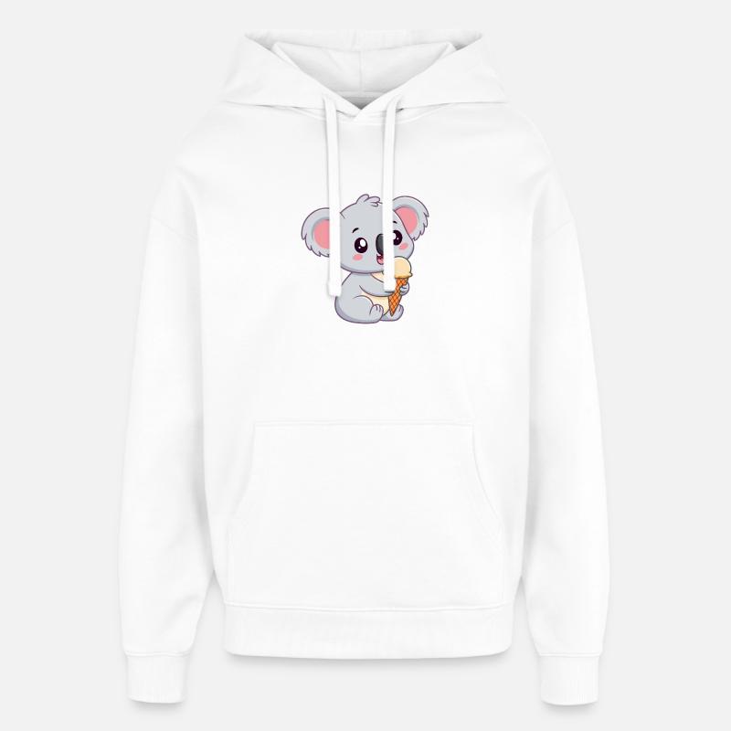 Koala gourmand à la glace - Sweat à capuche unisexe Stanley/Stella Oversized - blanc