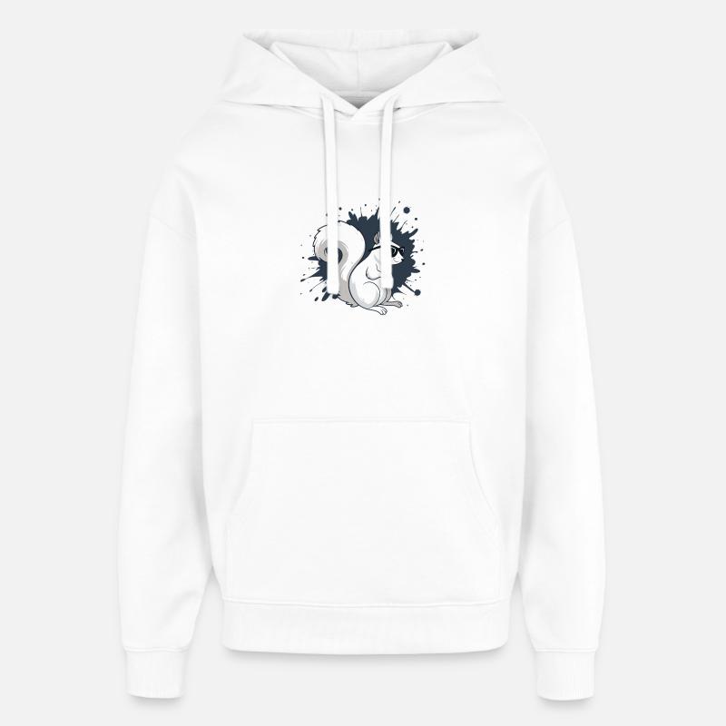 Écureuil blanc chic avec lunettes noires - Sweat à capuche unisexe Stanley/Stella Oversized - blanc