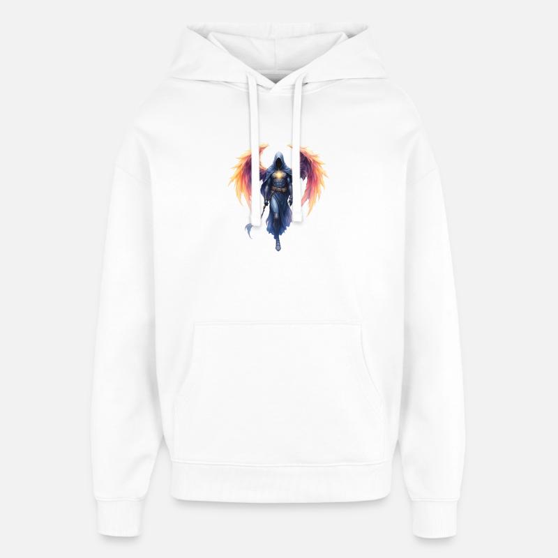 Blue Fire Winged Warrior - Oversized Unisex Hoodie by Stanley/Stella - white