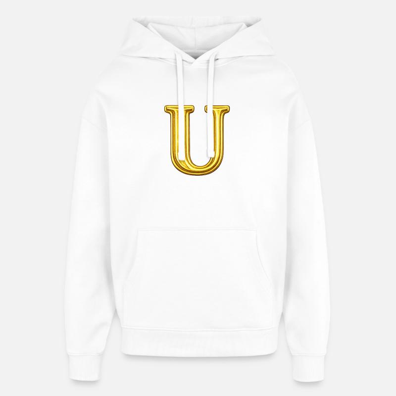 Monogramme Golden U - Sweat à capuche unisexe Stanley/Stella Oversized - blanc
