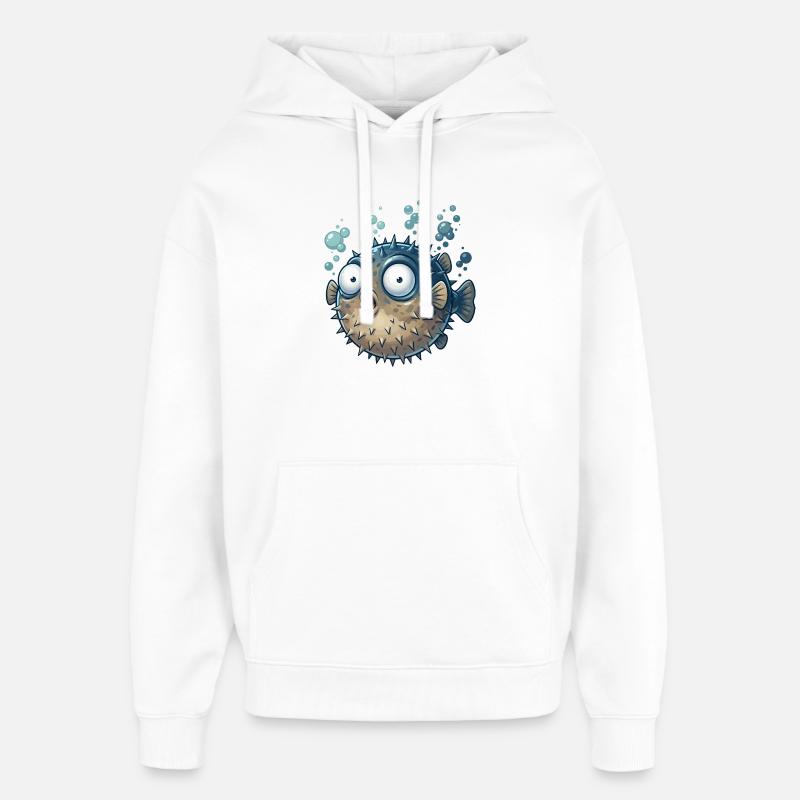 Moment de choc du poisson-globe - Sweat à capuche unisexe Stanley/Stella Oversized - blanc