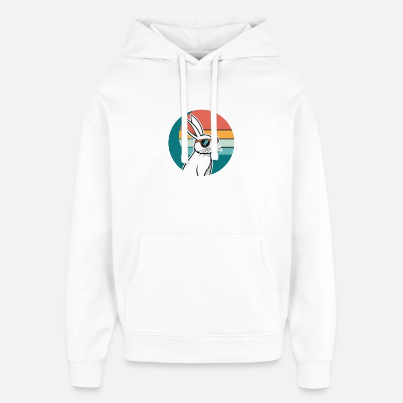 Lapin rétro au soleil - Sweat à capuche unisexe Stanley/Stella Oversized - blanc