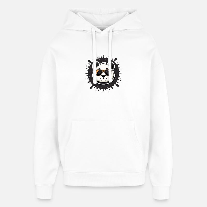 Panda chic lunettes orange splash - Sweat à capuche unisexe Stanley/Stella Oversized - blanc