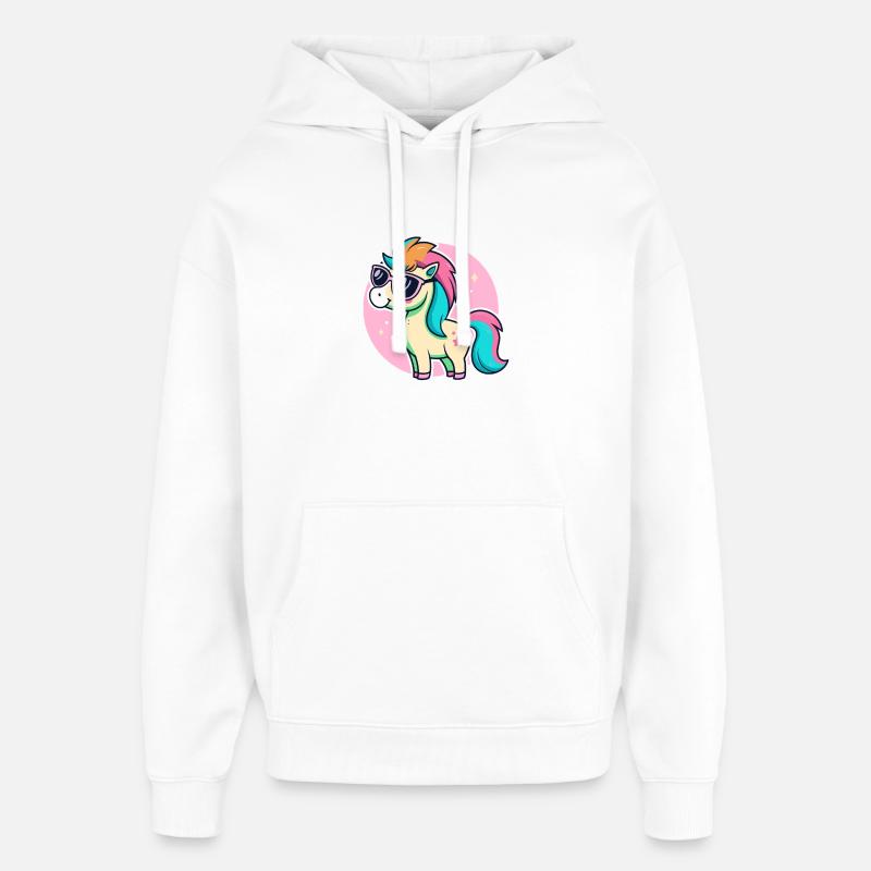 Rainbow Pony Glam-Brille - Oversized Unisex Hoodie von Stanley/Stella - Weiß