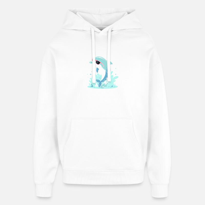 Dolphin Summer Pink Glasses - Oversized Unisex Hoodie by Stanley/Stella - white