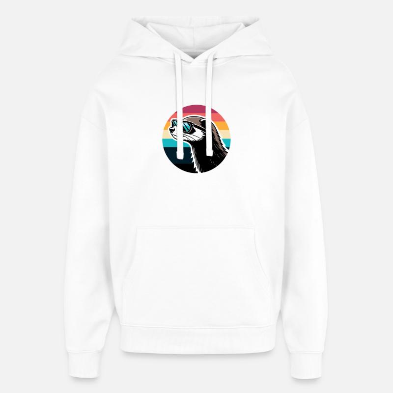 Frettchen-Silhouette Retro-Regenbogen - Oversized Unisex Hoodie von Stanley/Stella - Weiß
