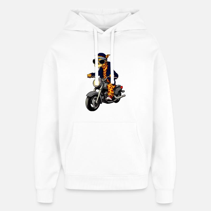 Girafes moto - Sweat à capuche unisexe Stanley/Stella Oversized - blanc