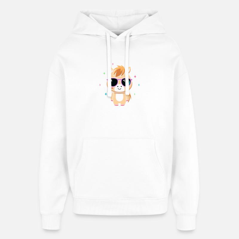 Poney chic lunettes violettes - Sweat à capuche unisexe Stanley/Stella Oversized - blanc
