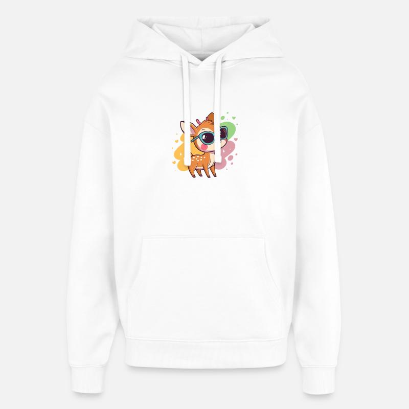 Fawn Pastel Glasses - Oversized Unisex Hoodie by Stanley/Stella - white