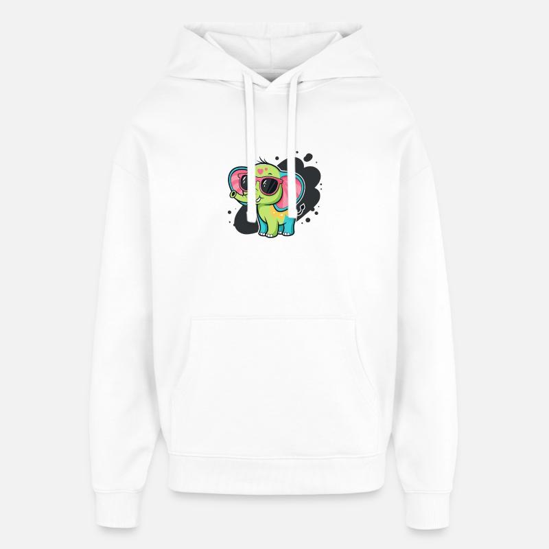 Bunter Elefant mit rosa Brille - Oversized Unisex Hoodie von Stanley/Stella - Weiß