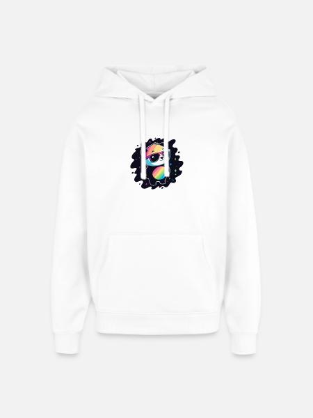Panda Rainbow Galaxy Cool Glasses - Oversized Unisex Hoodie by Stanley/Stella - white