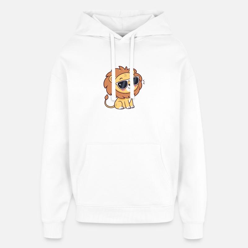 Lion kawaii lunettes de soleil - Sweat à capuche unisexe Stanley/Stella Oversized - blanc