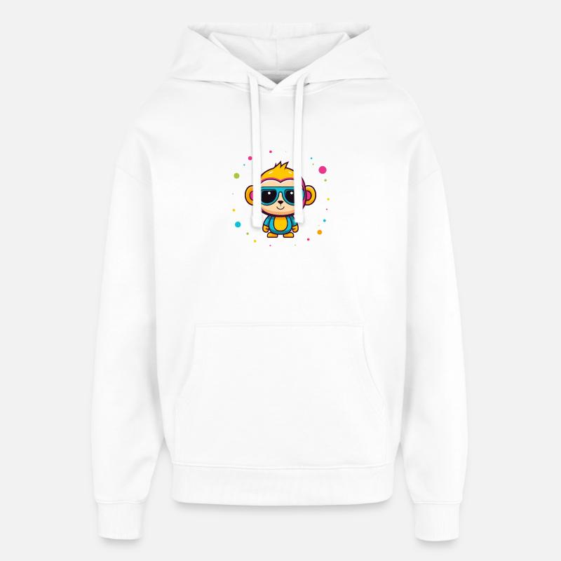 Singe Mignon Neon Lunettes Bleues - Sweat à capuche unisexe Stanley/Stella Oversized - blanc