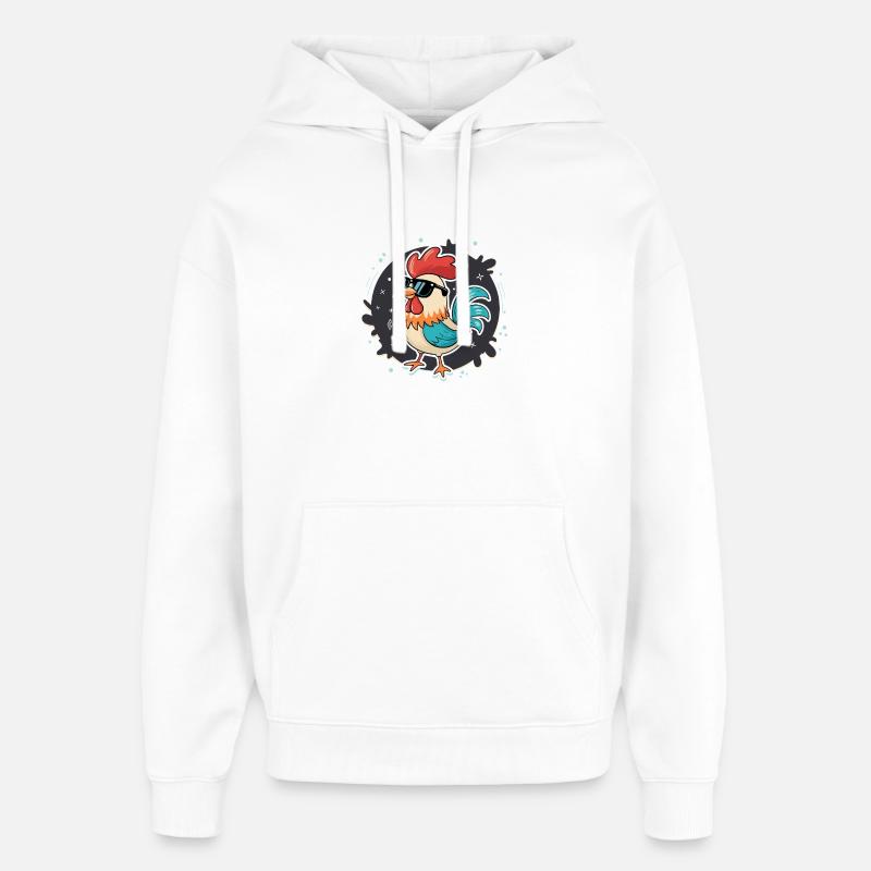 Coq Stylé Rétro Lunettes - Sweat à capuche unisexe Stanley/Stella Oversized - blanc