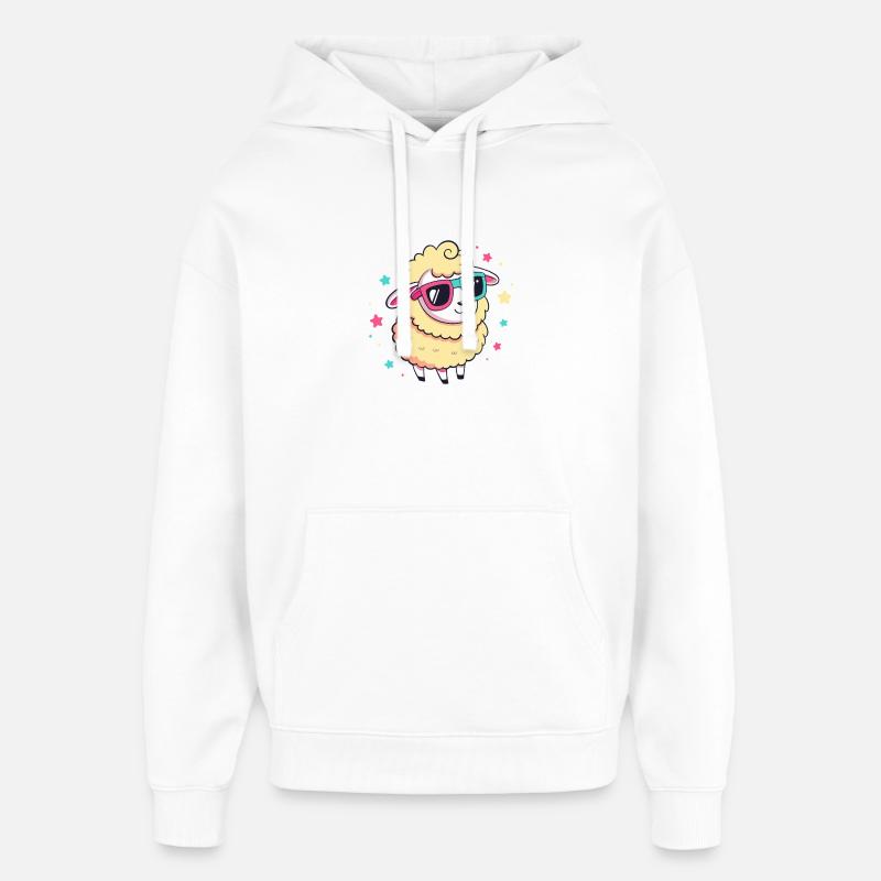 Mouton pop lunettes arc-en-ciel - Sweat à capuche unisexe Stanley/Stella Oversized - blanc