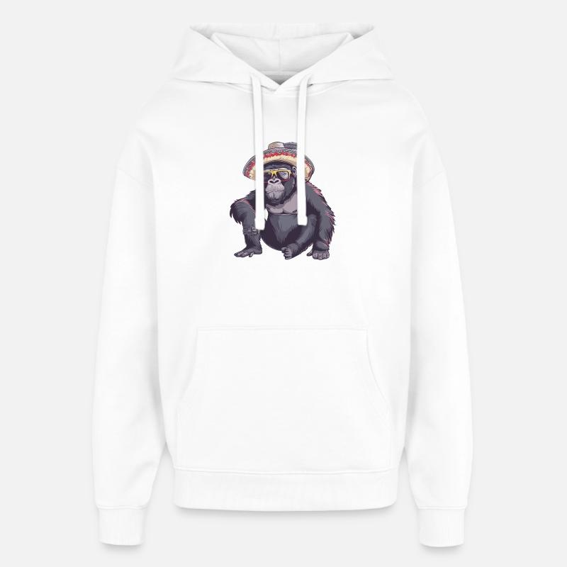 Gorilla Comic Sombrero drôle - Sweat à capuche unisexe Stanley/Stella Oversized - blanc