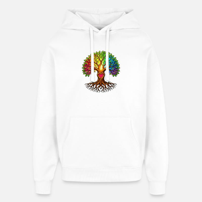 Baumherz Lebensbaum Regenbogen - Oversized Unisex Hoodie von Stanley/Stella - Weiß