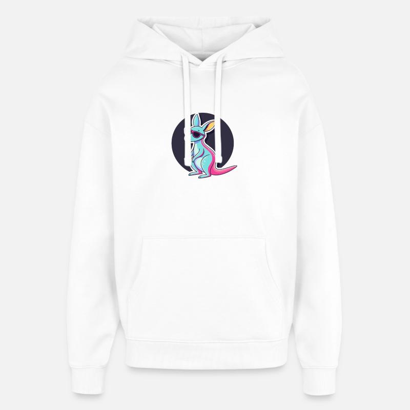 Kangourou pastel hipster lunettes - Sweat à capuche unisexe Stanley/Stella Oversized - blanc