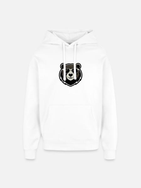Urban Bear Dark Glasses - Oversized Unisex Hoodie by Stanley/Stella - white