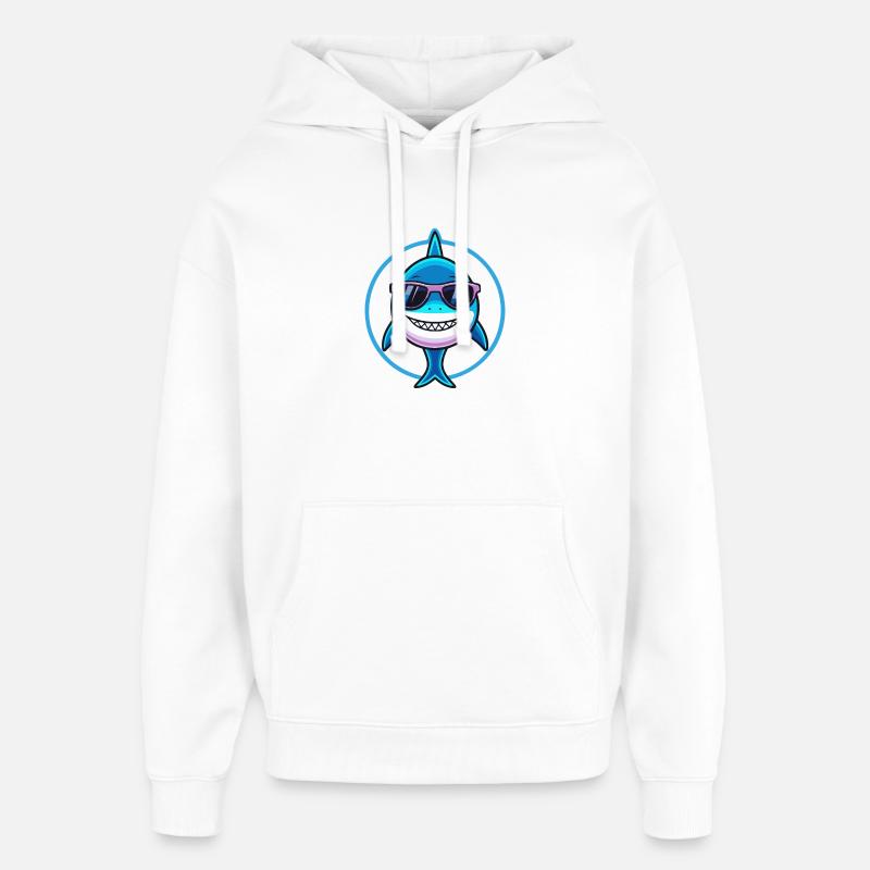 Requin stylé lunettes de soleil - Sweat à capuche unisexe Stanley/Stella Oversized - blanc