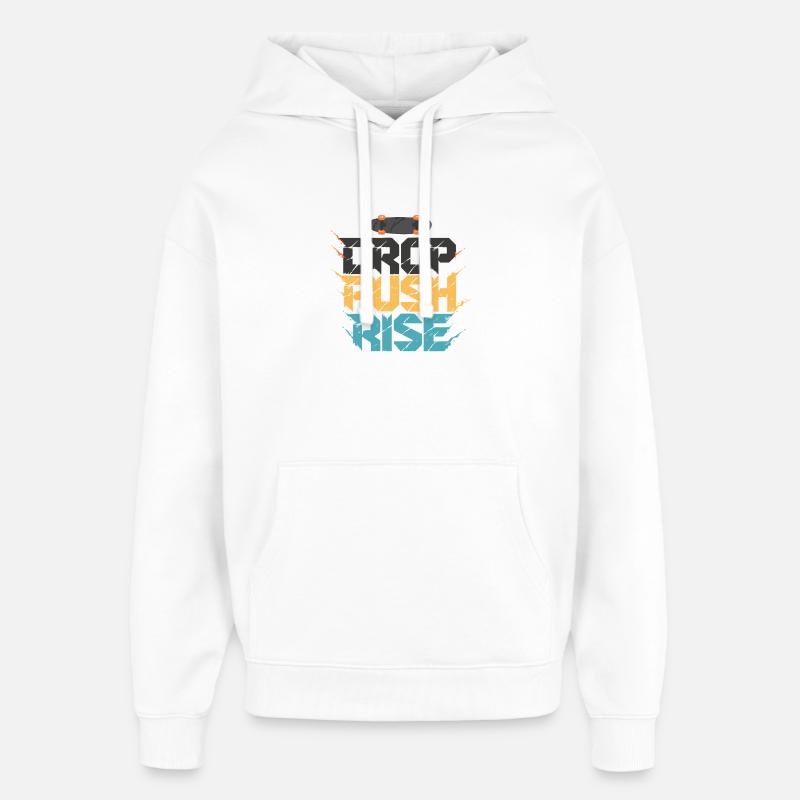 Drop Push Rise Skateboard-Kunst - Oversized Unisex Hoodie von Stanley/Stella - Weiß