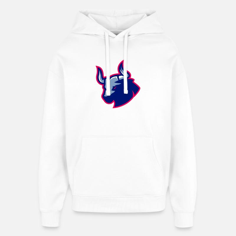 Taureau Bleu Néon Outline - Sweat à capuche unisexe Stanley/Stella Oversized - blanc