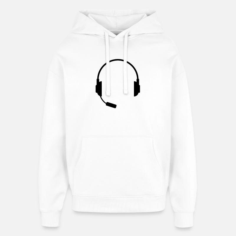 Headset With Microphone - Oversized Unisex Hoodie by Stanley/Stella - white
