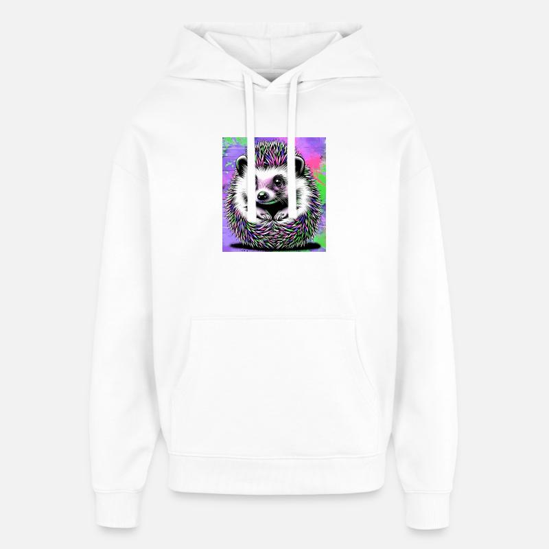 hedgehog - Oversized Unisex Hoodie by Stanley/Stella - white