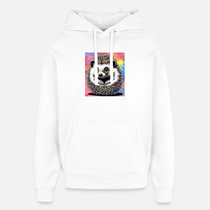 hedgehog - Oversized Unisex Hoodie by Stanley/Stella - white