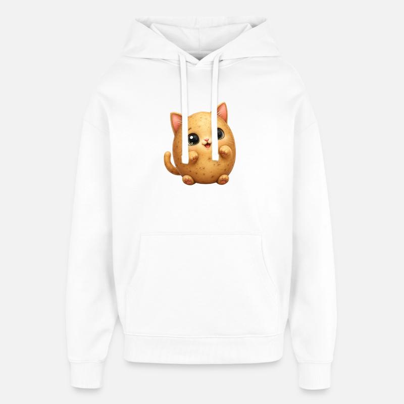 Chat de Patate mignon - Sweat à capuche unisexe Stanley/Stella Oversized - blanc