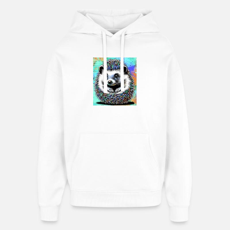 hérisson - Sweat à capuche unisexe Stanley/Stella Oversized - blanc