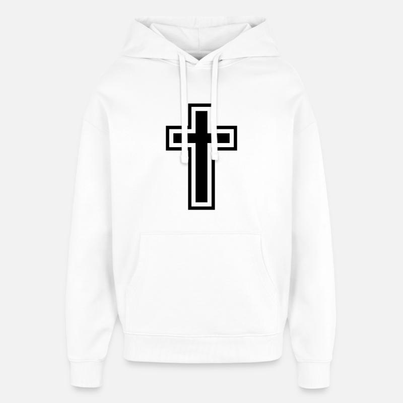 Croix - Sweat à capuche unisexe Stanley/Stella Oversized - blanc