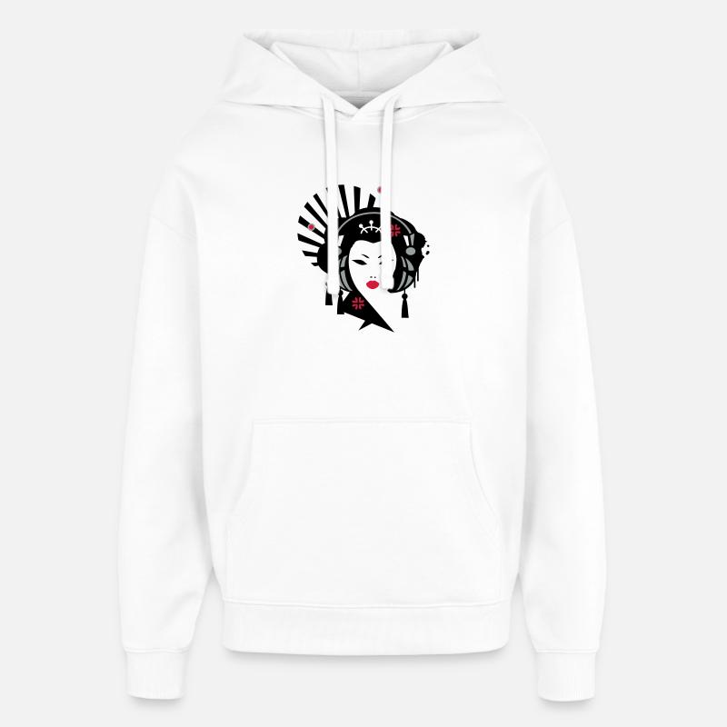 Geisha avec un casque - Sweat à capuche unisexe Stanley/Stella Oversized - blanc