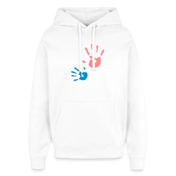mother child hand Kinderhand - Oversized Unisex Hoodie von Stanley/Stella - Weiß - Vorne - AI Model Female 172 light (172cm) & AI Model Male 185 light (185cm)