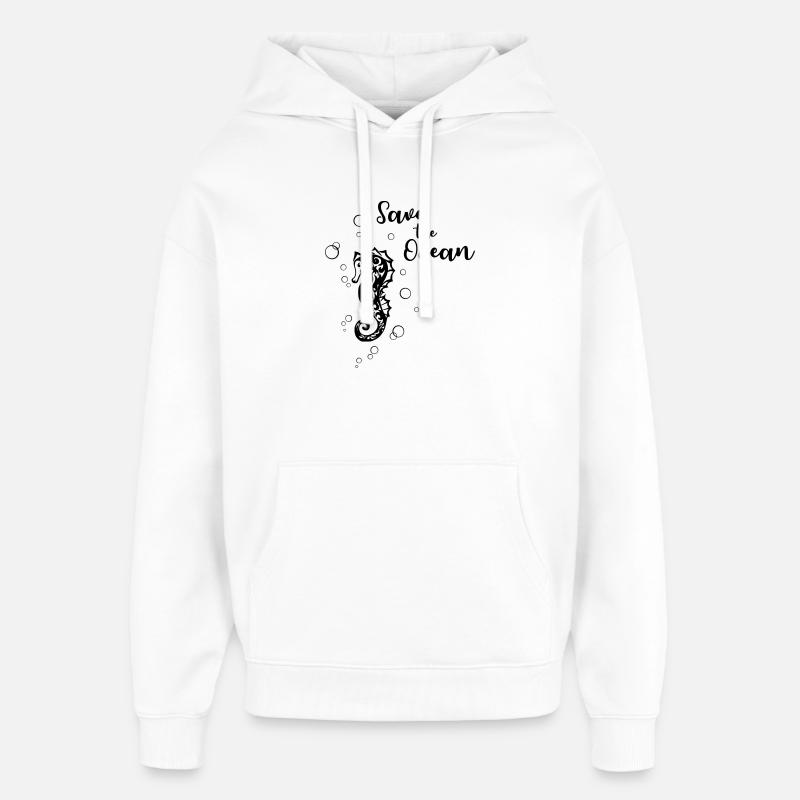 Save the Ocean - hippocampe - Sweat à capuche unisexe Stanley/Stella Oversized - blanc